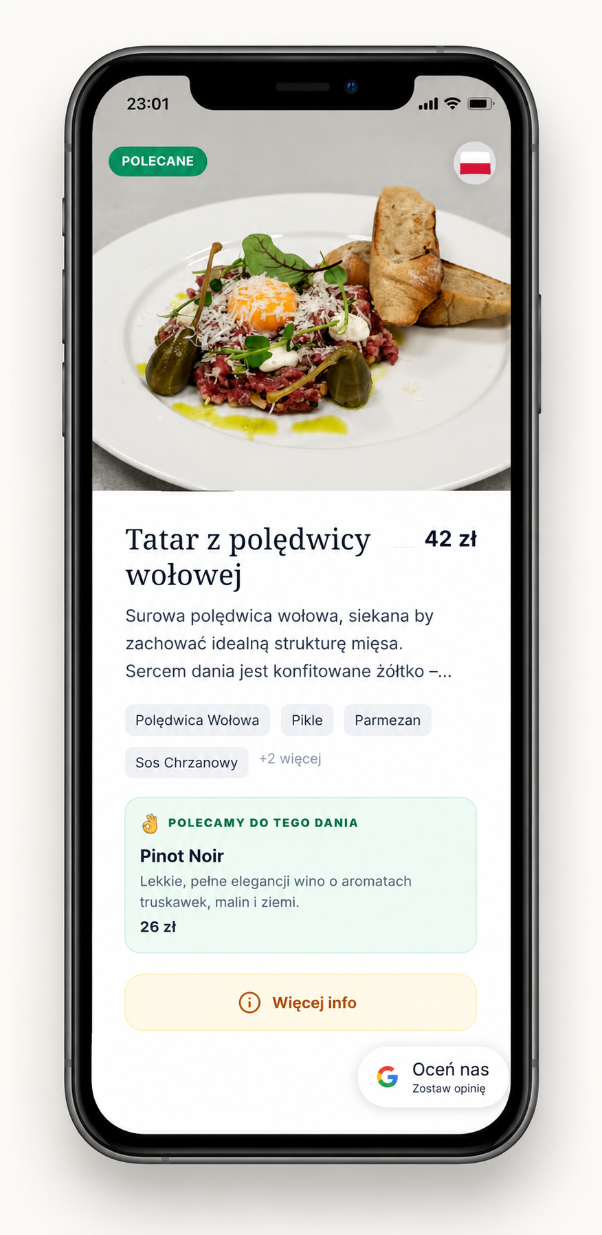Rekomendacje i pairingi w cyfrowym menu ChefVision