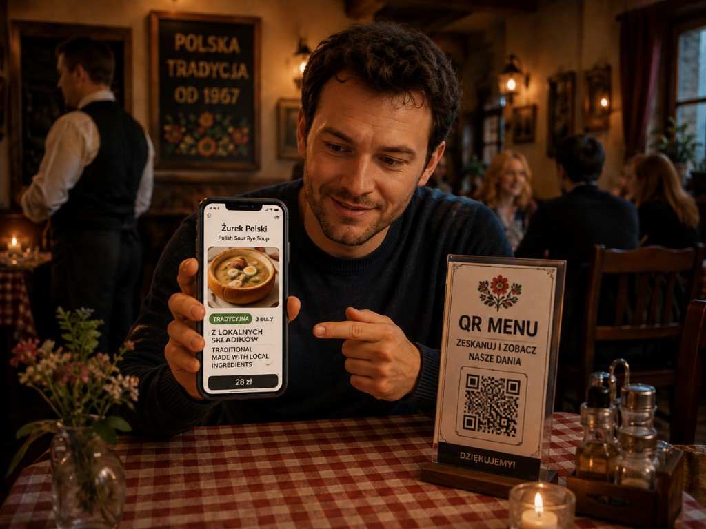 Gość czyta menu w swoim języku